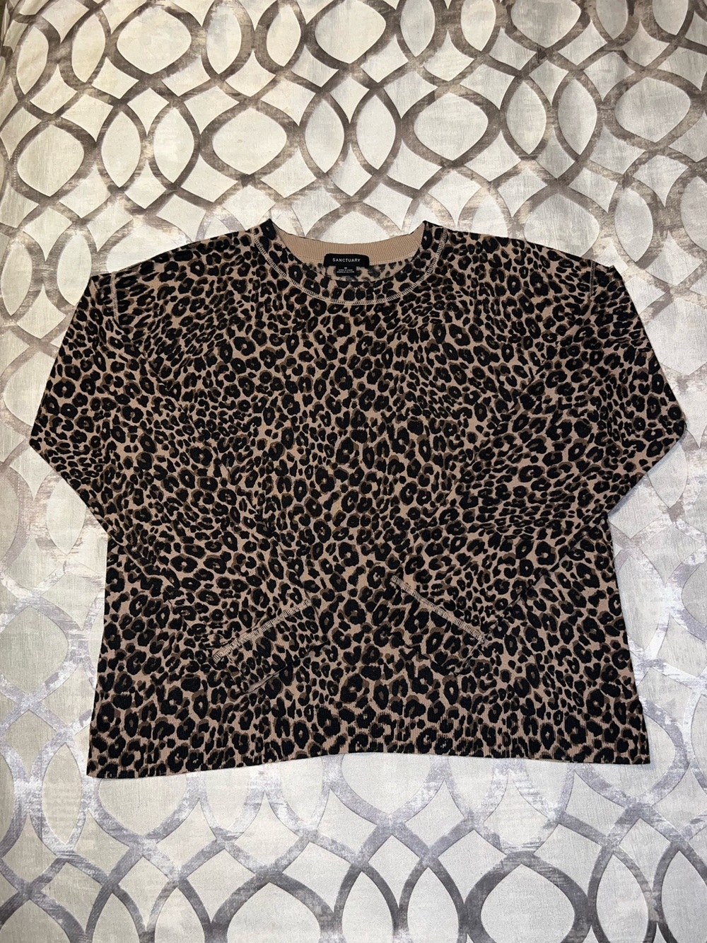 Sanctuary Leopard Print Lightweight Crew Neck Sweater